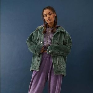 Urban Outfitters Corduroy Trucker jacket, size S, green, like new condition